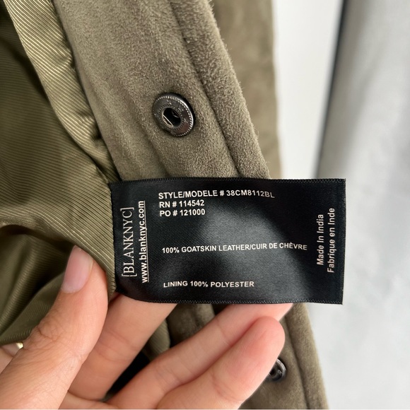 Blank NYC Over The Moon Green Goat Leather Suede Classic Quilted Jacket XL NWT - Picture 9 of 10